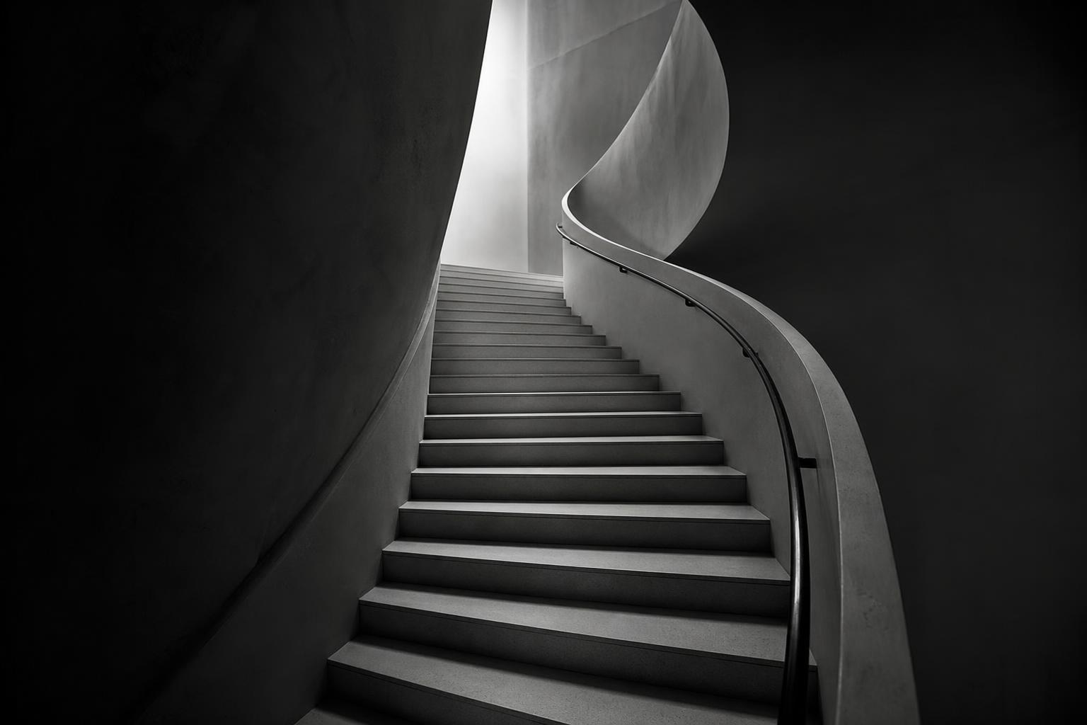 Minimal corporate boardroom in black and white